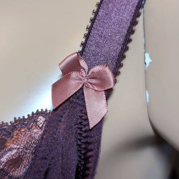 Adore Me Zita Bra Unlined Full Coverage Underwire Floral Lace Satin Bow 42D - Picture 7 of 16
